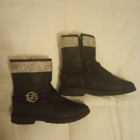 Girls fancy black Bebe boots - Picture 1 of 2